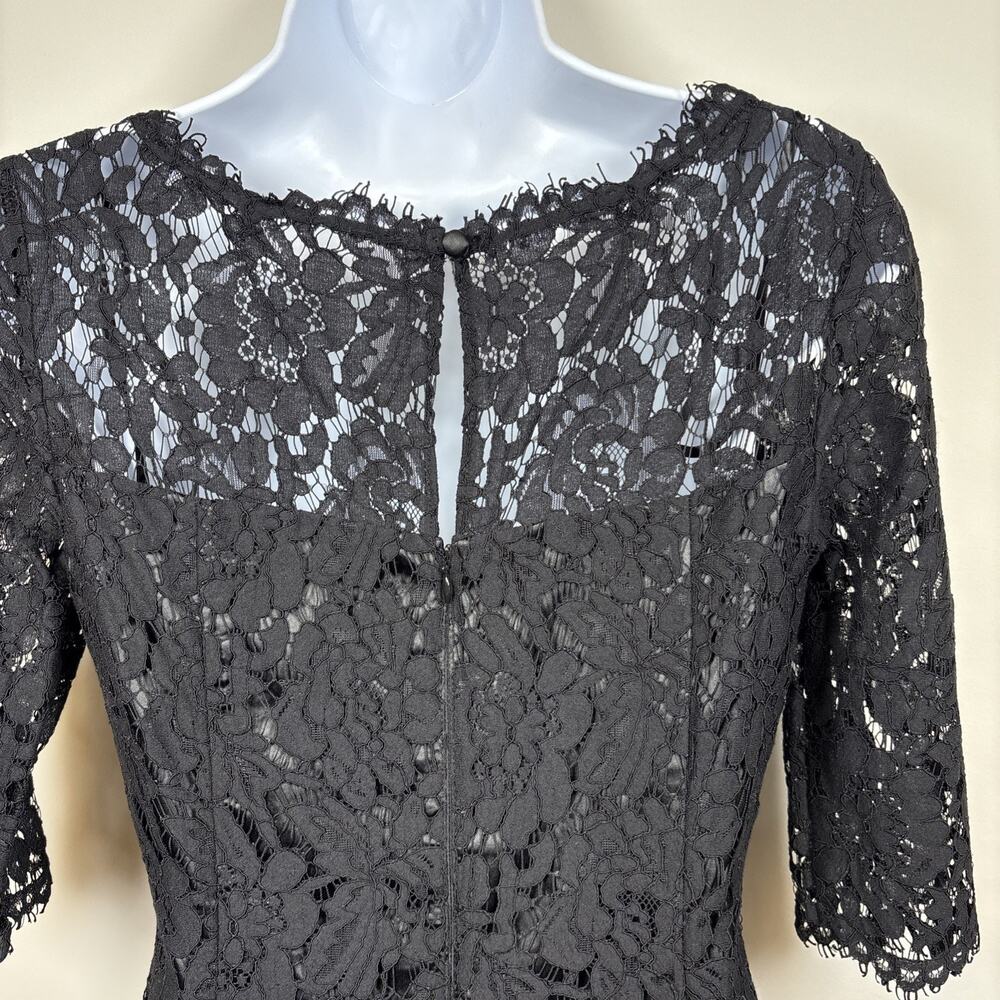 Eliza J Sheer Lace Overlay Black Cocktail Dress Sz 2 LBD Lined Goth Witchy - Picture 7 of 16